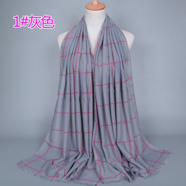 1pc Classic Plaids Tartan Cotton Voile Muslim Hijab Scarf for Ladies