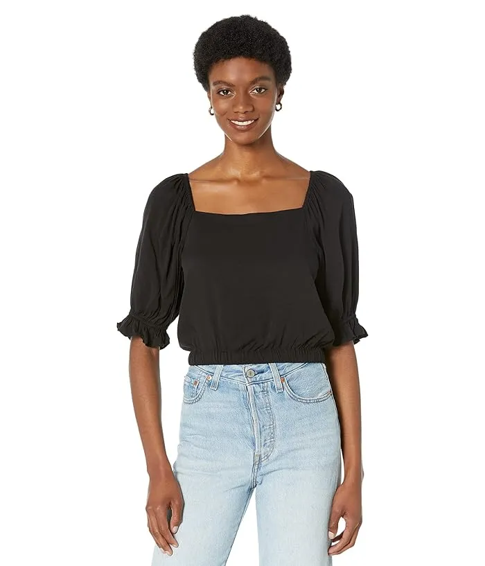 1.STATE Short Sleeve Square Neck Crop Top Women's