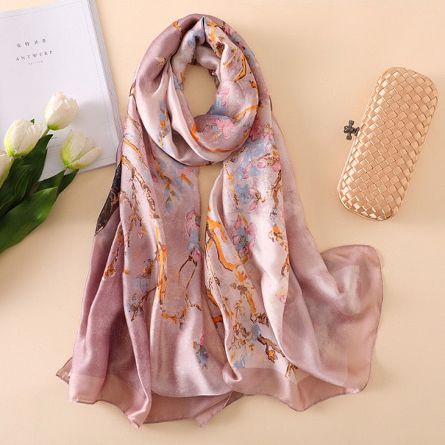 2022 Luxury Silk Scarf Brand Designer for women & girls