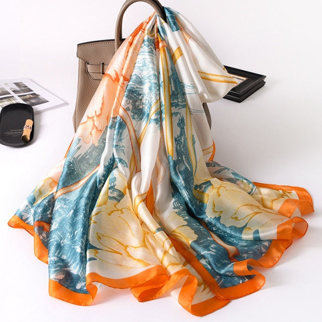 2022 Luxury Silk Scarf Brand Designer for women & girls