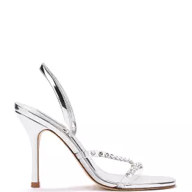 Annie Sandal in Silver Specchio with Swarovski Crystals