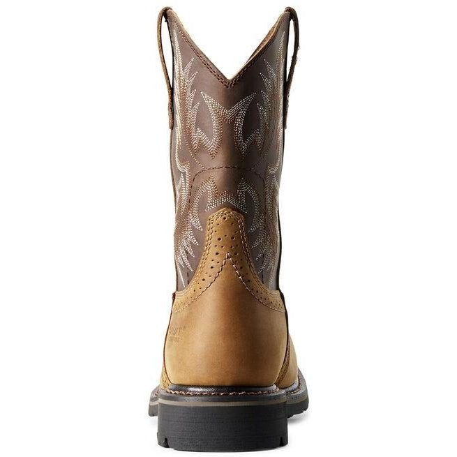 Ariat Men's Sierra 10 Wide Square Steel Toe Western Work Boot- Bark- 10010134