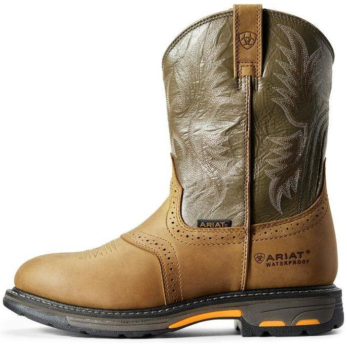 Ariat Men's WorkHog 10 Soft Toe WP Western Work Boot - Aged Bark - 10008633