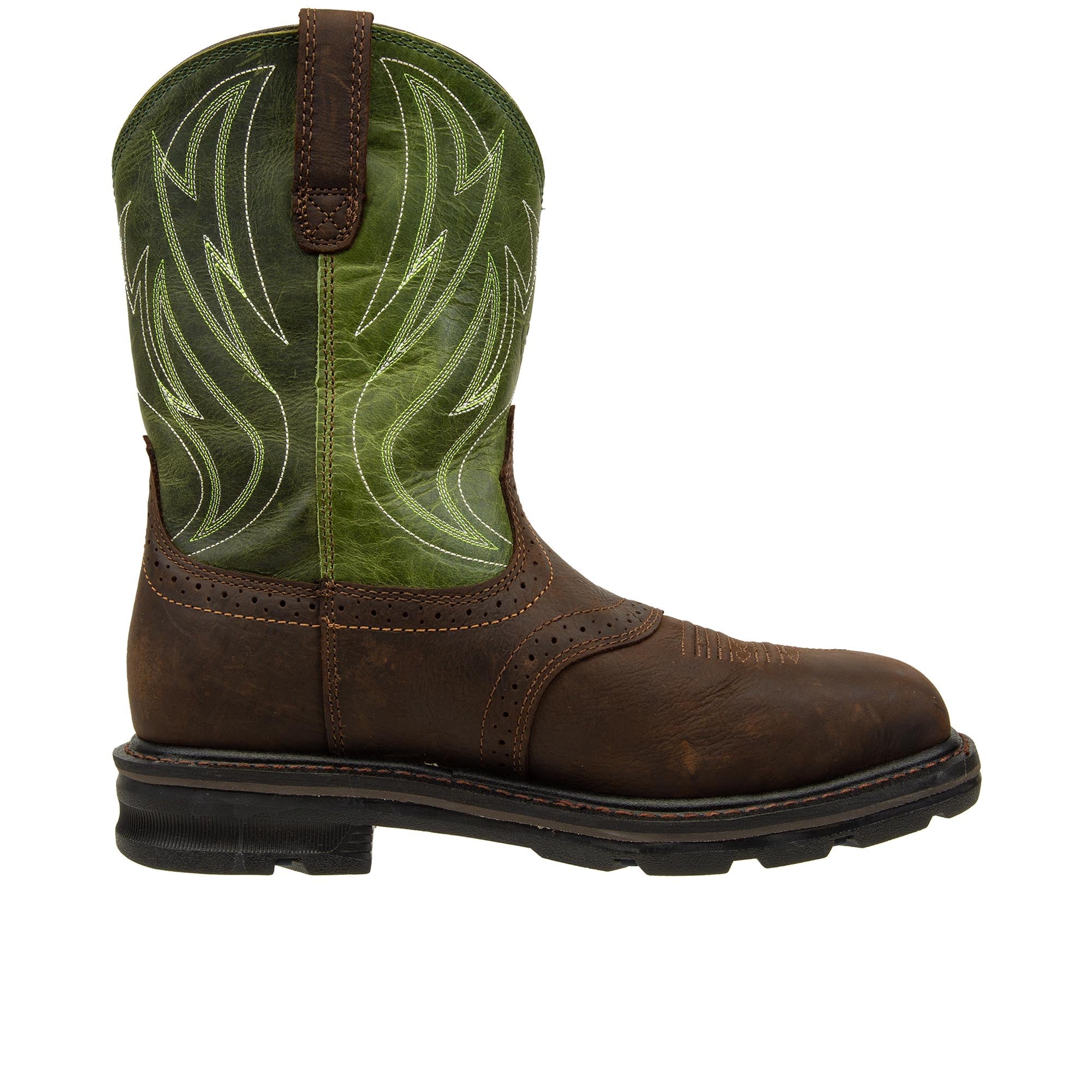 Ariat Sierra Shock Shield Saddle Steel Toe Dark Brown Grass Green