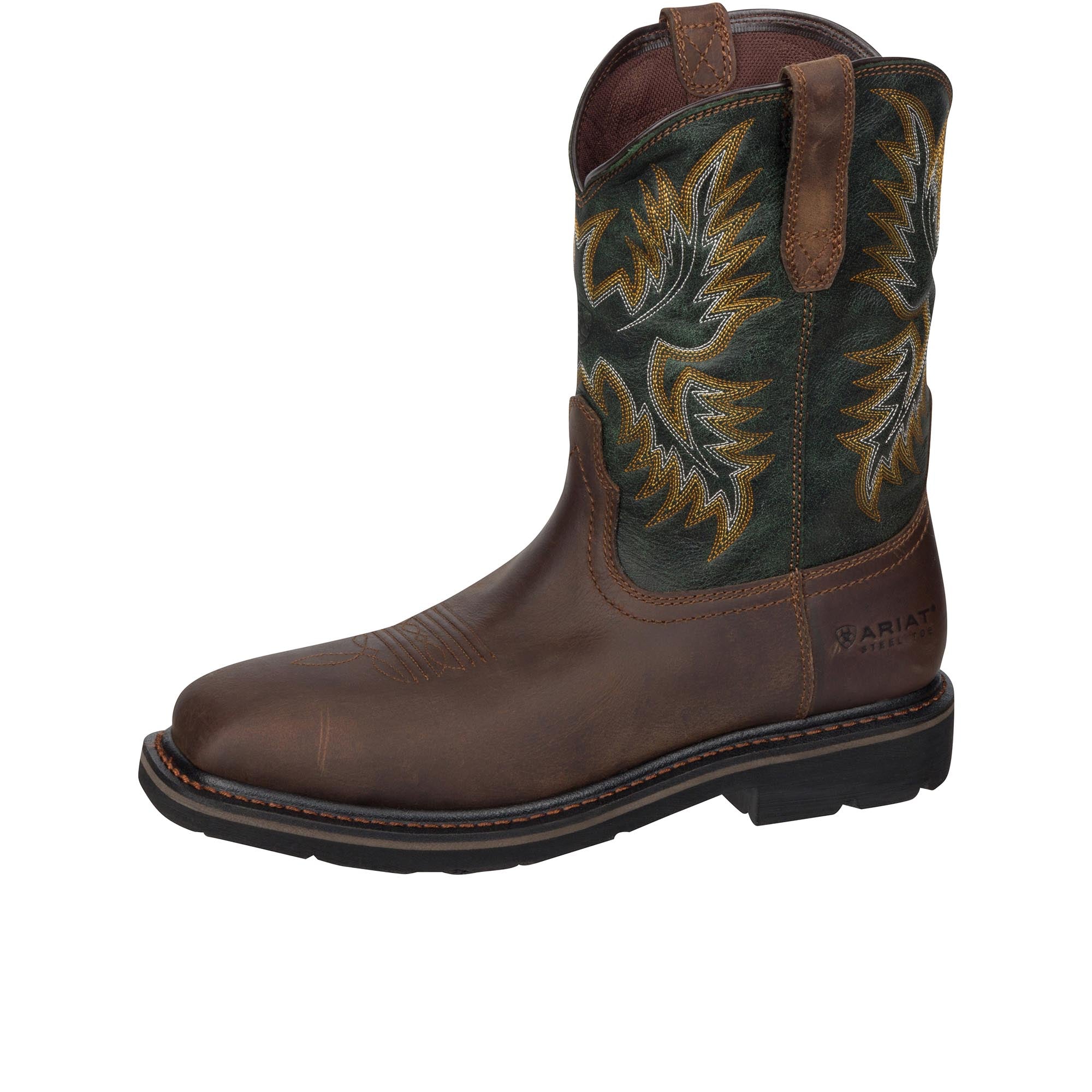 Ariat Sierra Wide Square Toe Steel Toe Dark Brown Pine Green