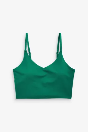 Athleta Green D-DD Cup Elation V-Neck Crop Low Impact Sports Bra