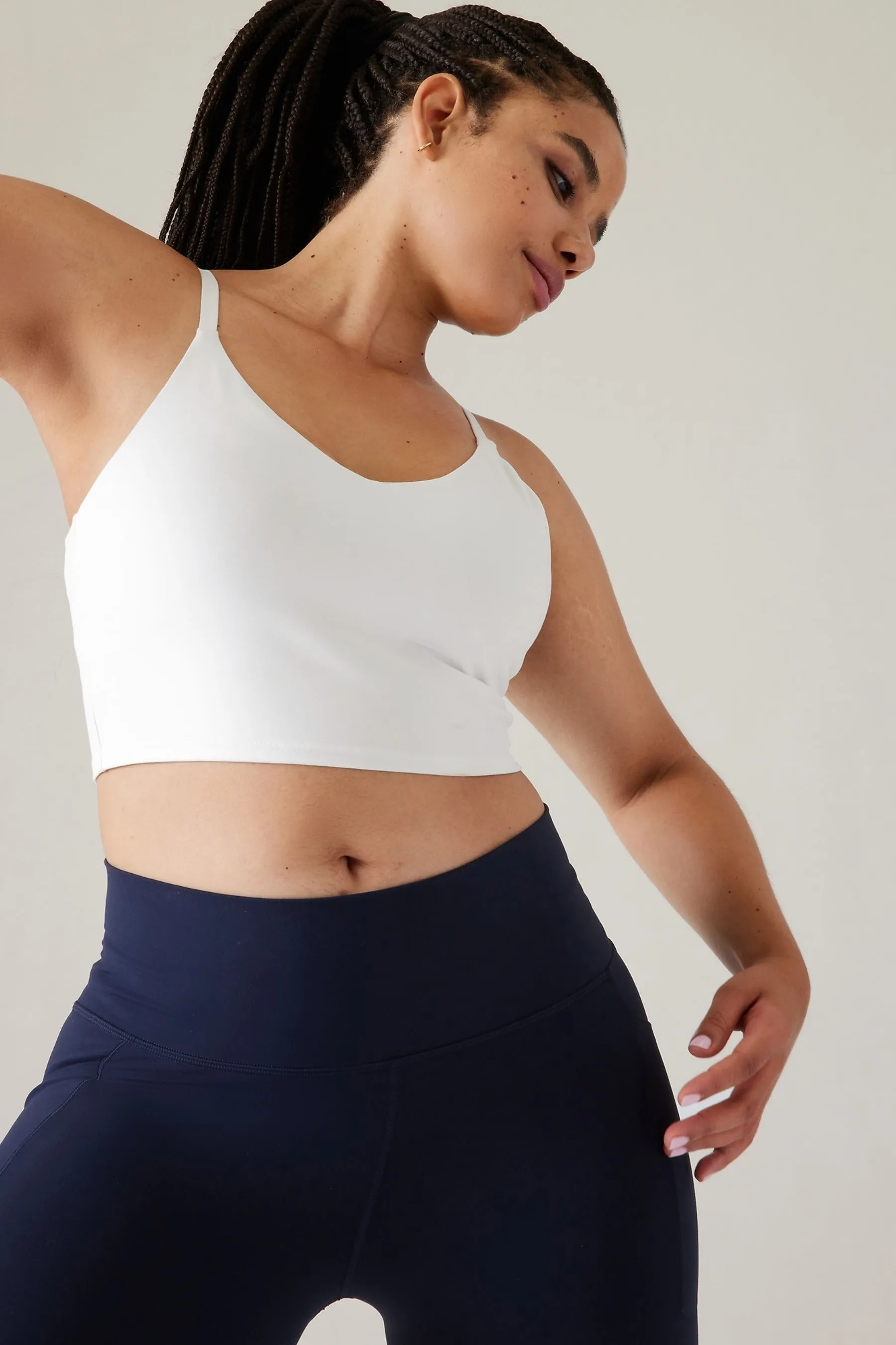 Athleta White A-C Cup Elation V-Neck Crop Low Impact Sports Bra