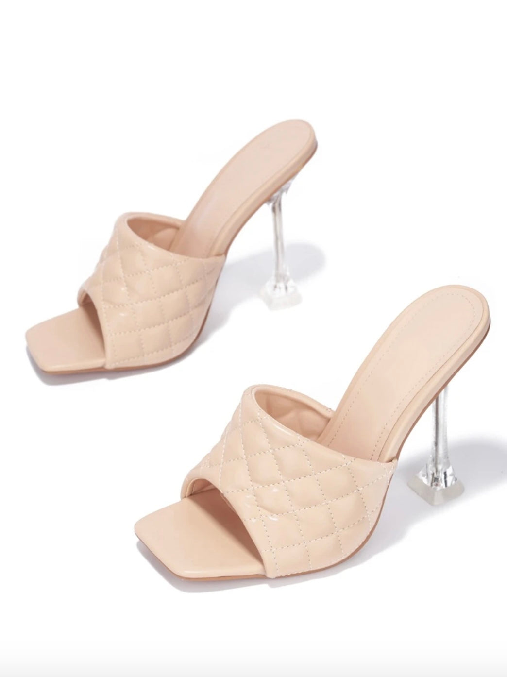 Audrey Quilted Heels - Nude