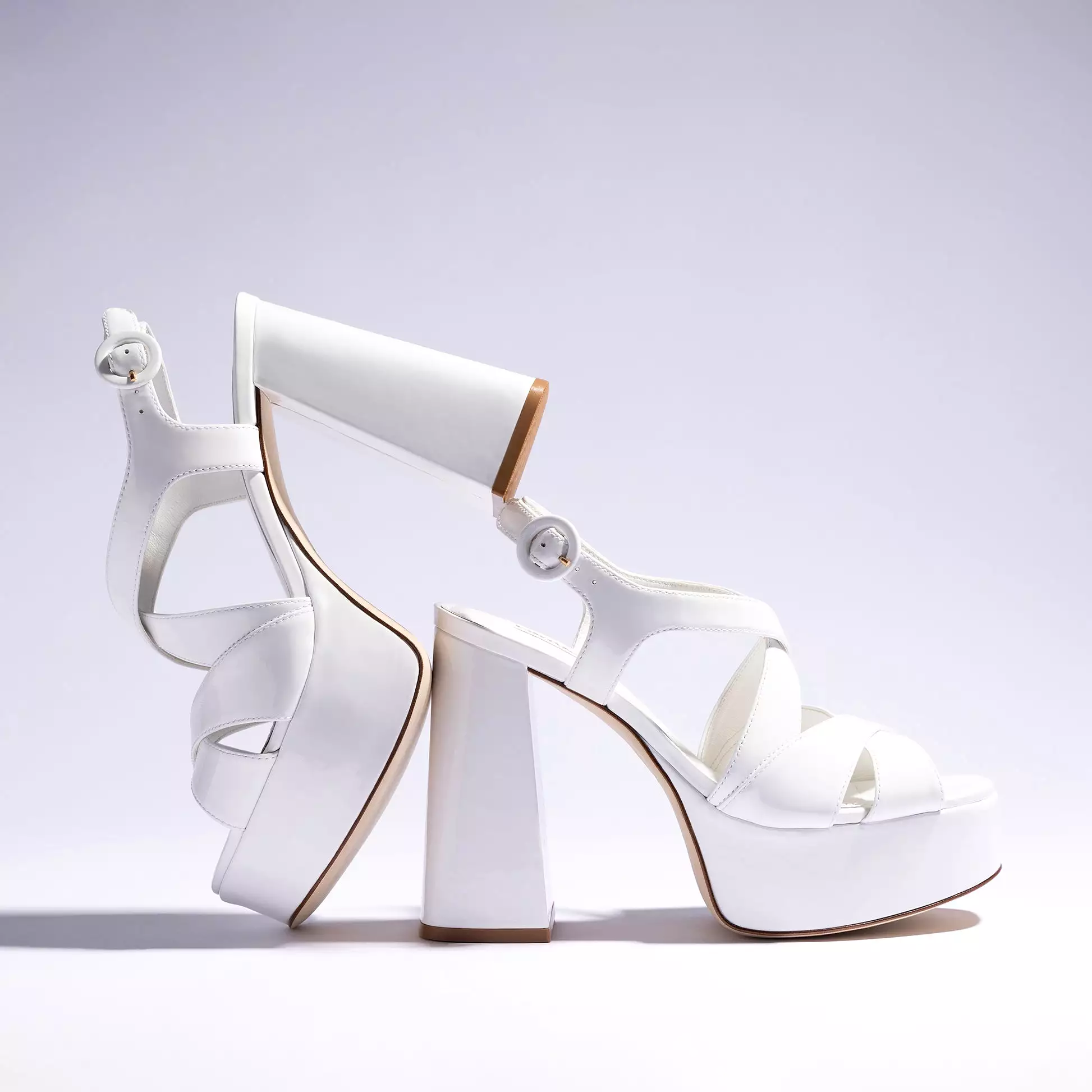 Bee Sandal In White Patent Leather