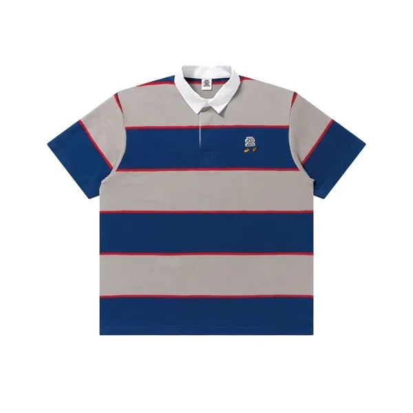 BlackEyePatch  |Stripes Unisex Short Sleeves Polos Logo Front Button