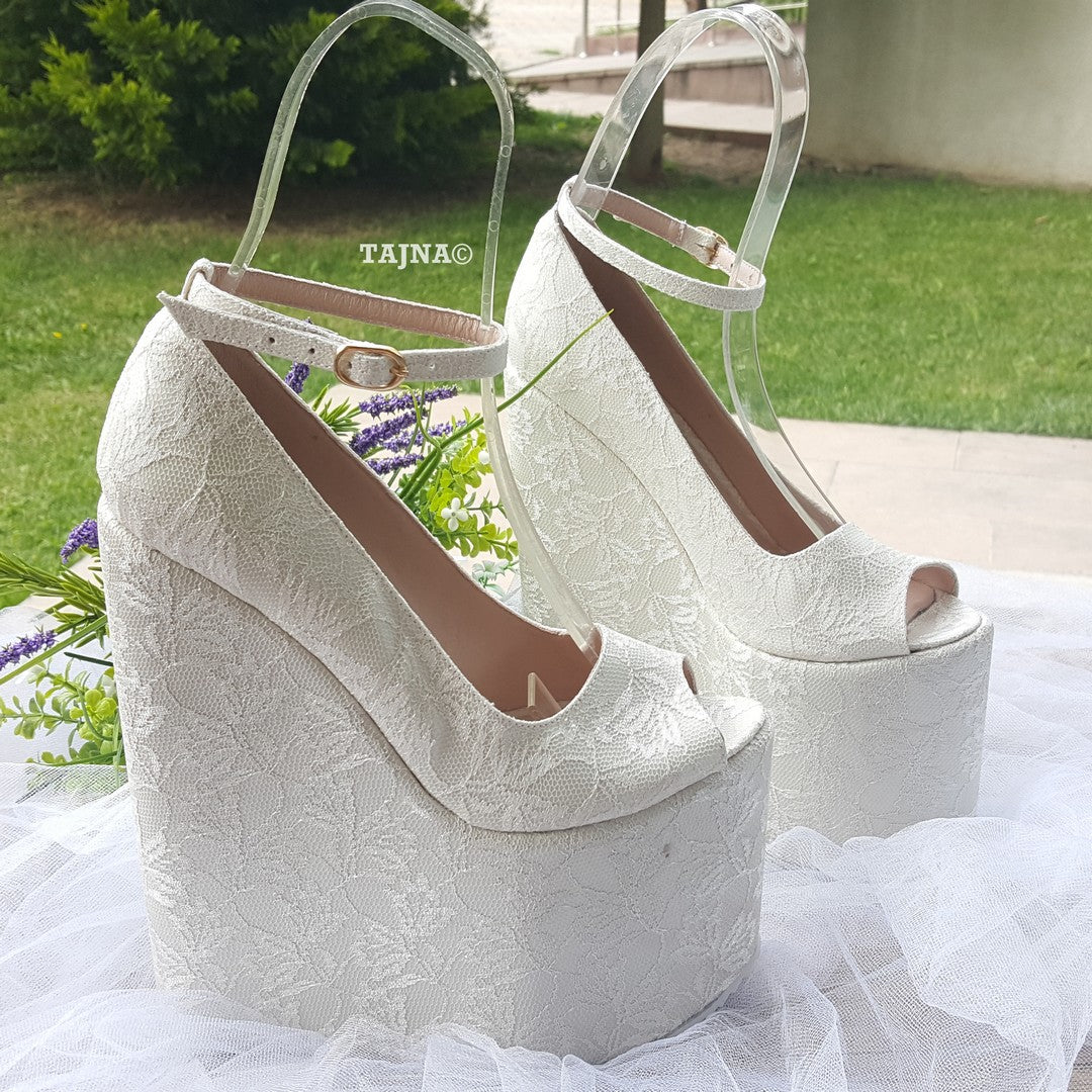 Bridal Collection Peep Toe 21 cm Platform Wedge Shoes