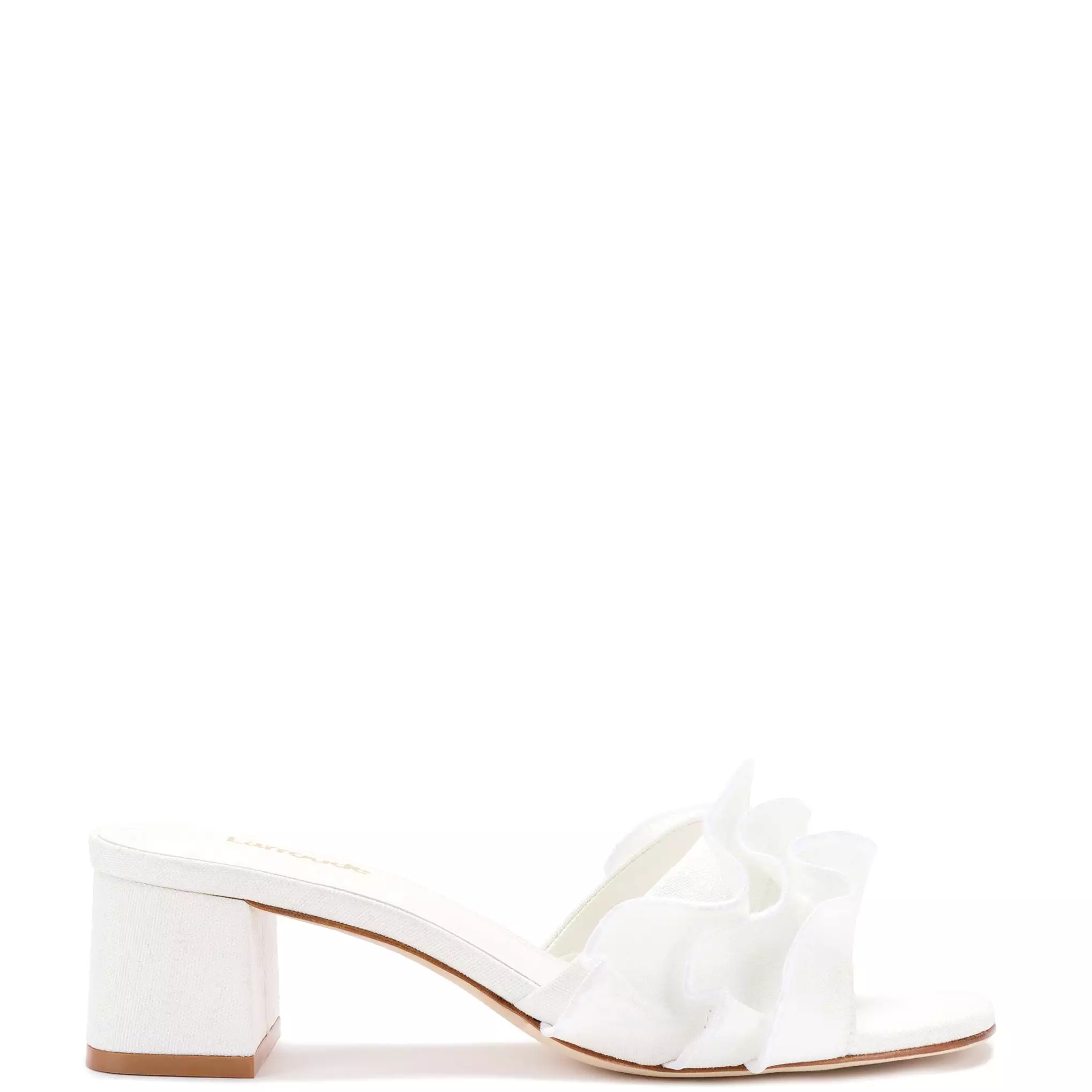 Brigitte Ruffle Mule In White Raffia