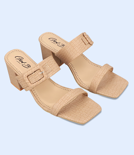 BW9394-BEIGE-Women Sandal Heel