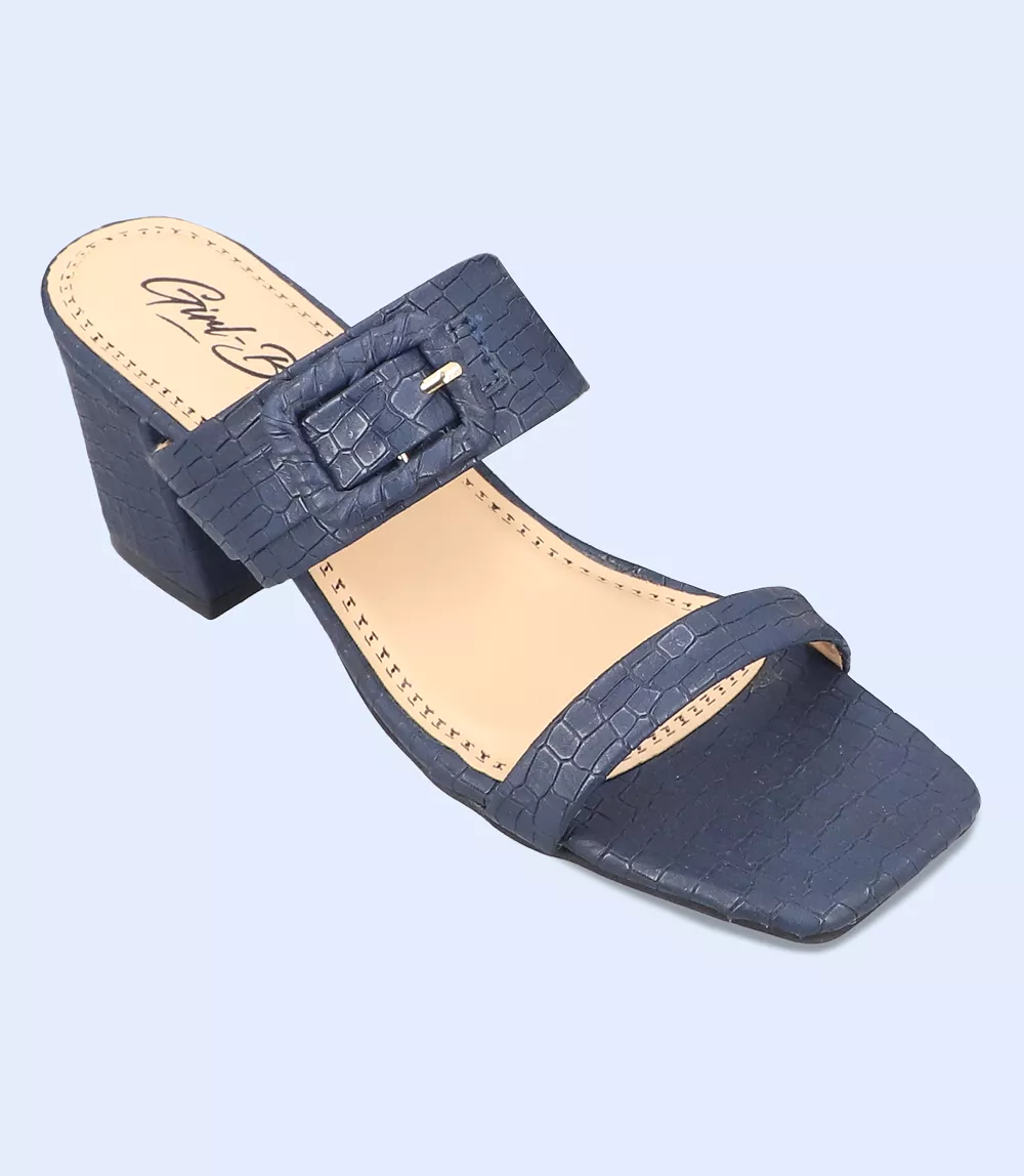 BW9394-NAVY-Women Sandal Heel