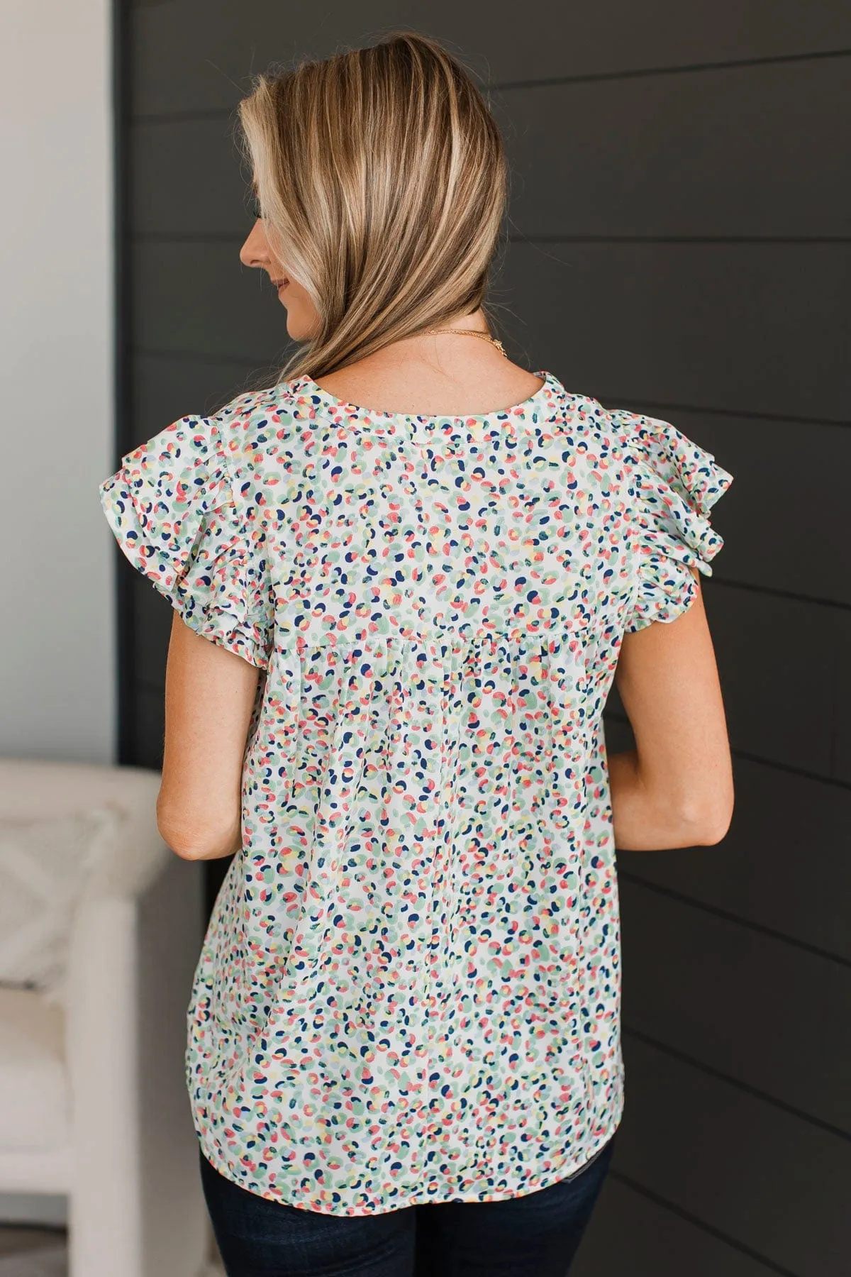 By The Garden Flutter Sleeve Blouse- Sage