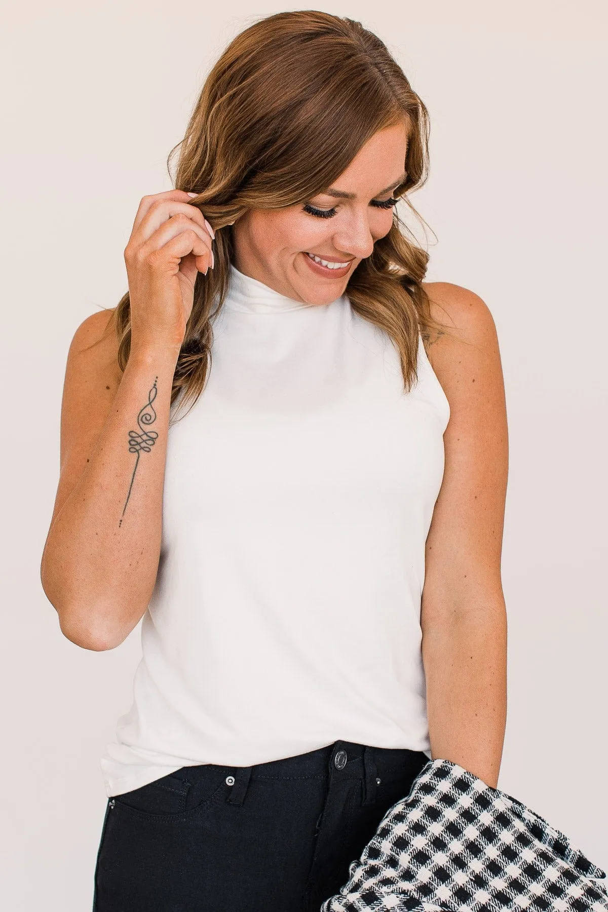 Captured My Heart High Neck Tank Top- White