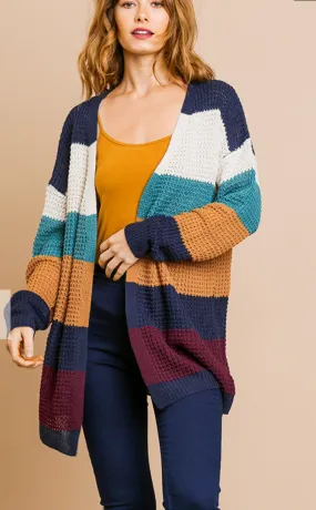 Colorblock Open Knit Sweater