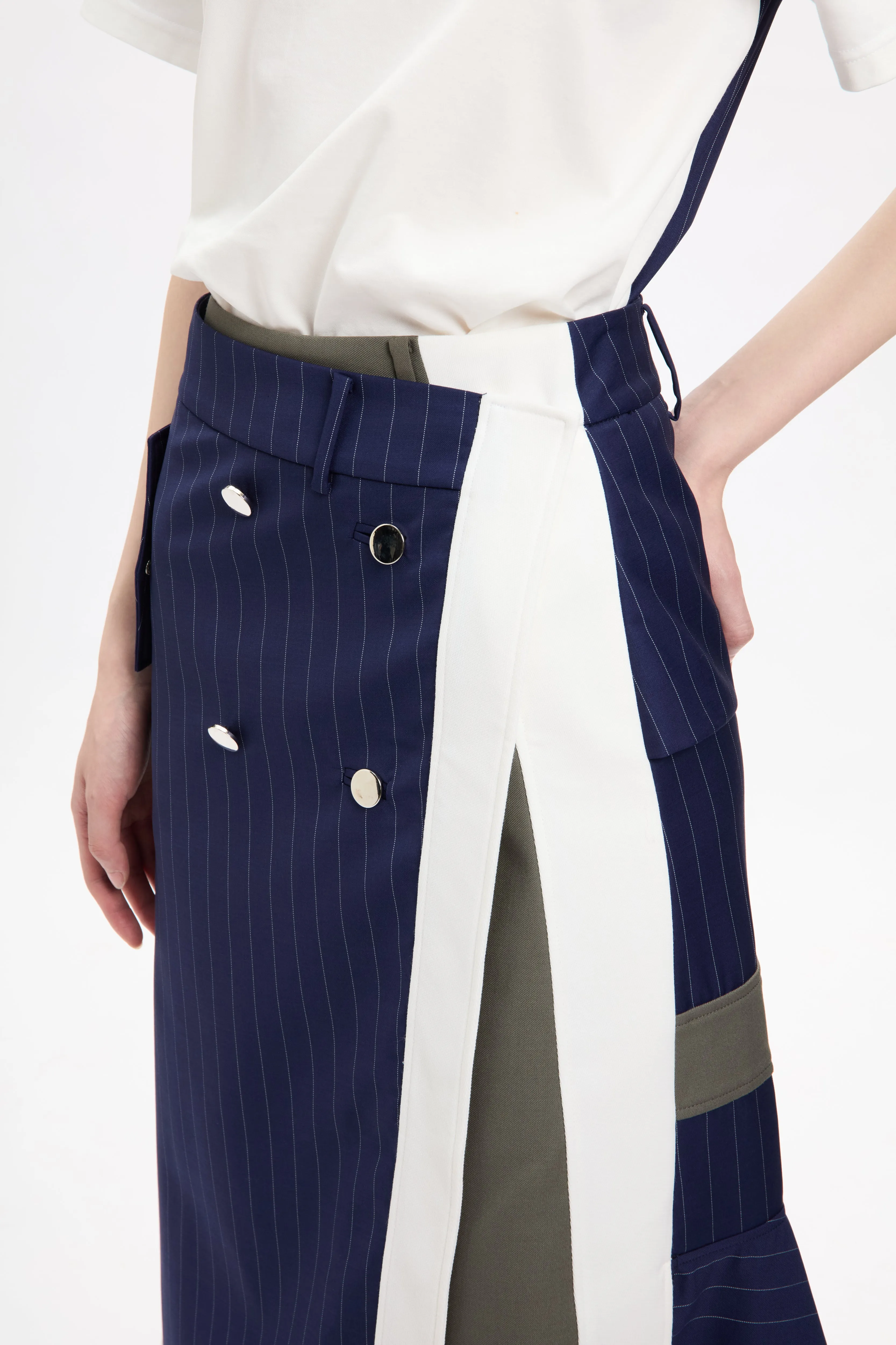 Combo Suiting Back Flare Skirt Navy