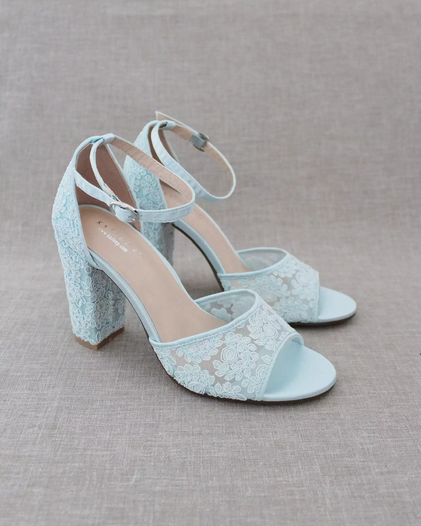 Crochet Lace Block Heel Sandals