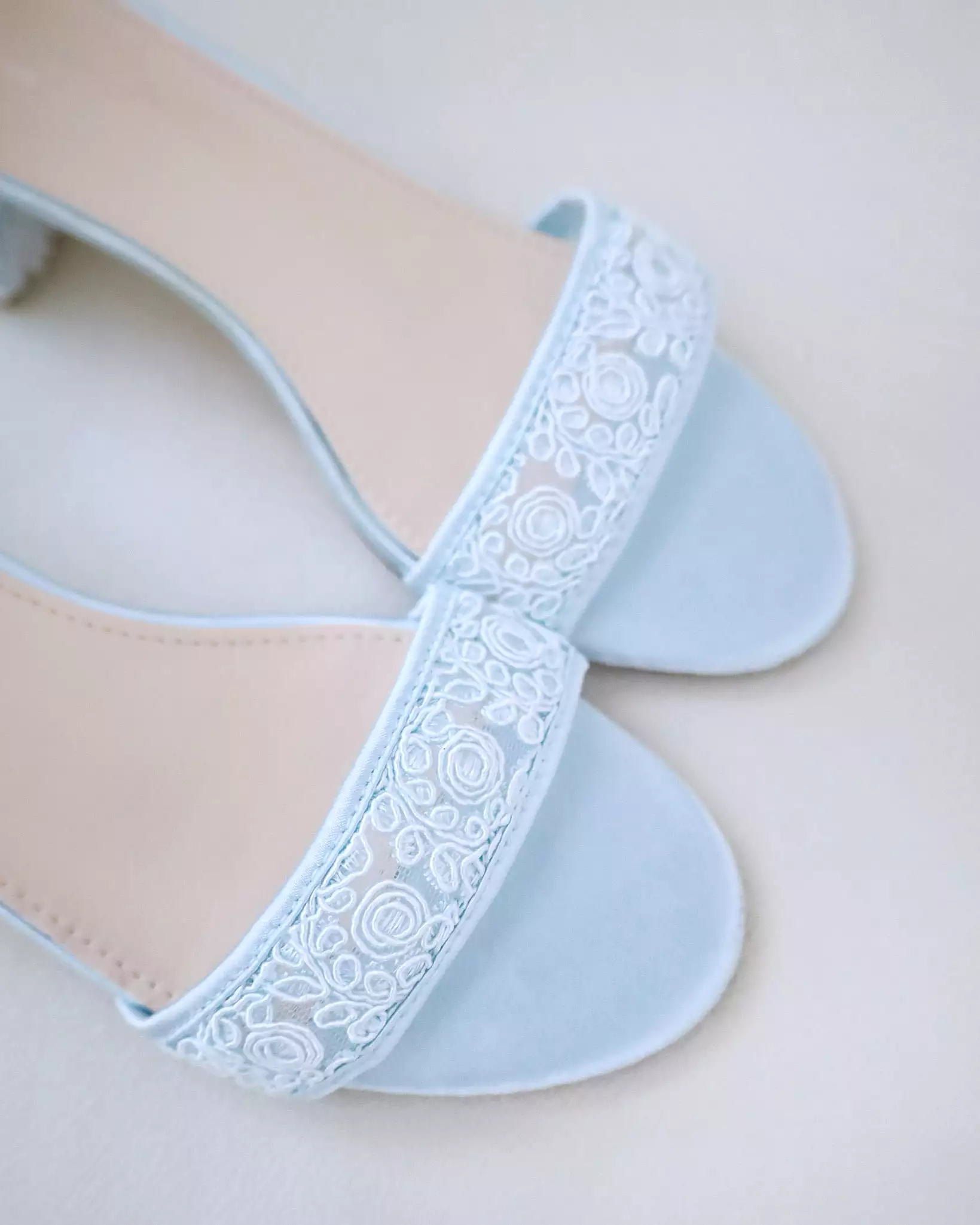 Crochet Lace Block Heel Wedding Sandals with Back Bow