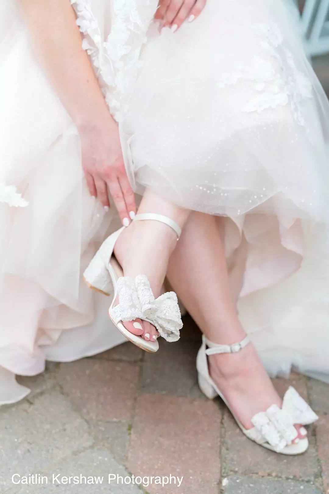 Crochet Lace Block Heel Wedding Sandals with Oversized Lace Bow