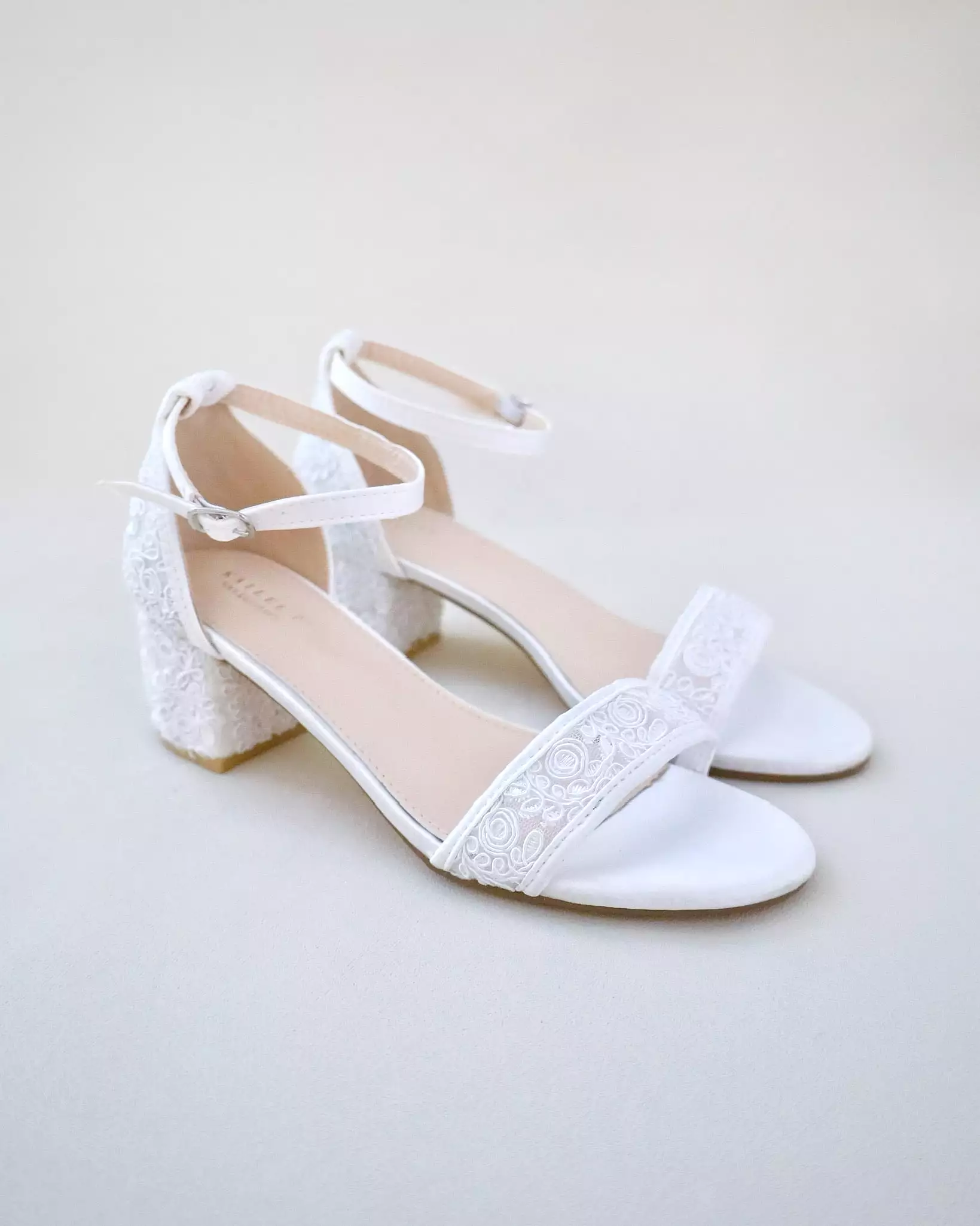 Crochet Lace Block Heel Wedding Sandals