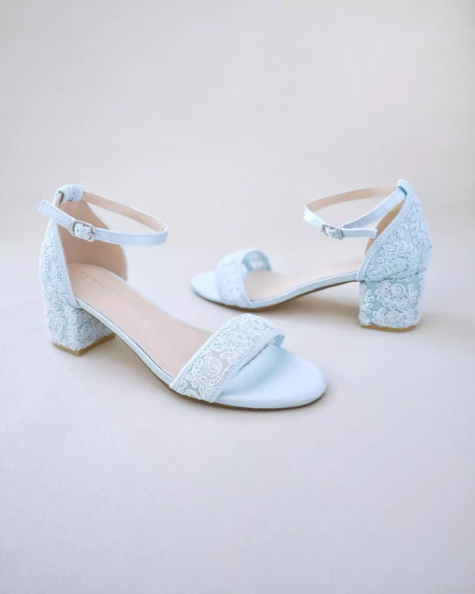 Crochet Lace Block Heel Wedding Sandals