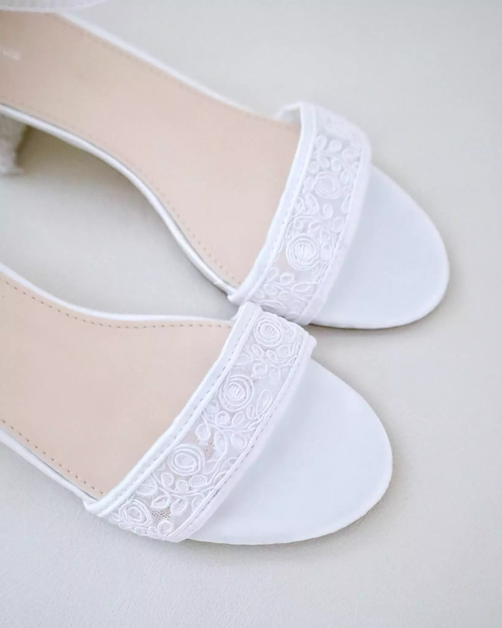 Crochet Lace Block Heel Wedding Sandals