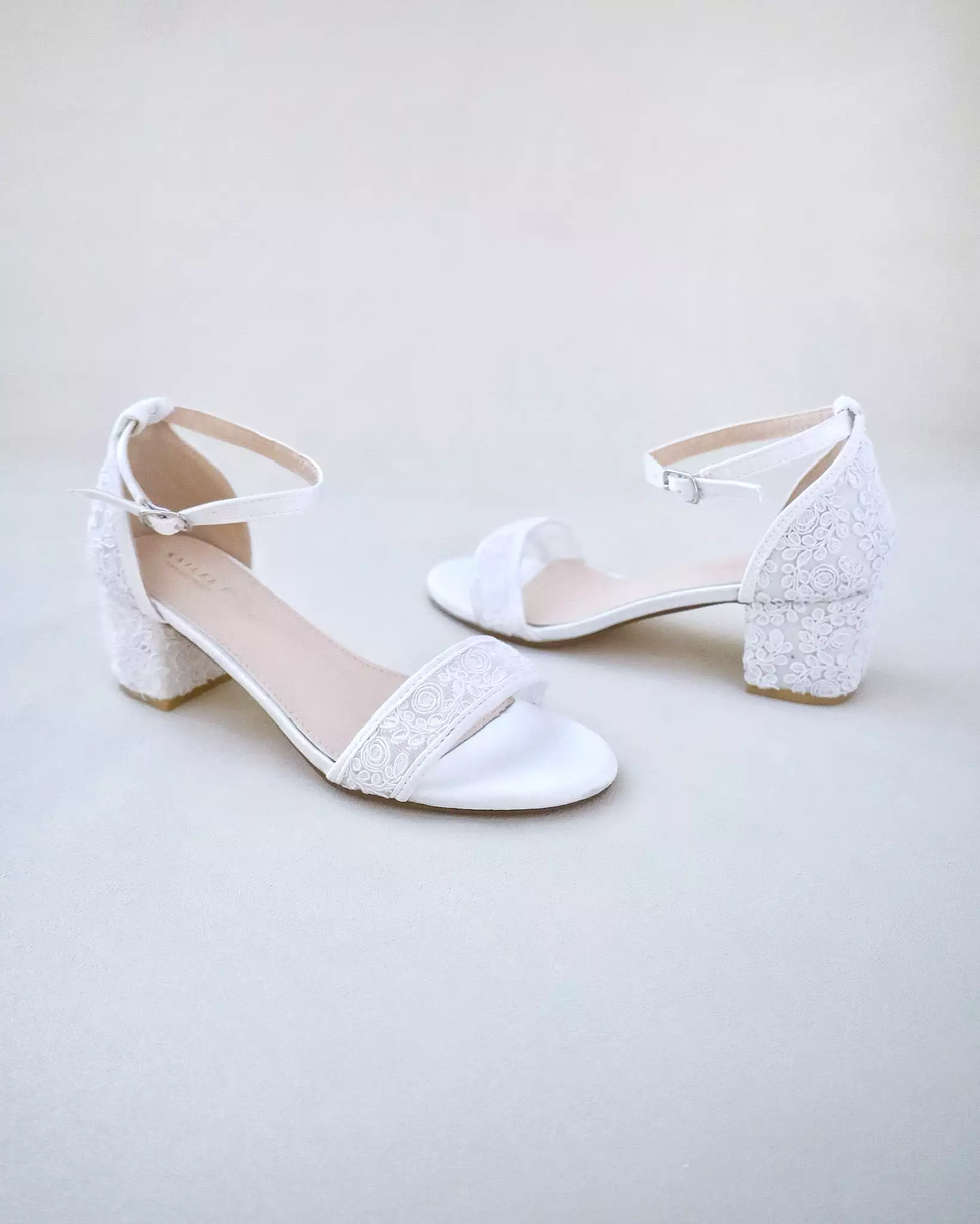 Crochet Lace Block Heel Wedding Sandals