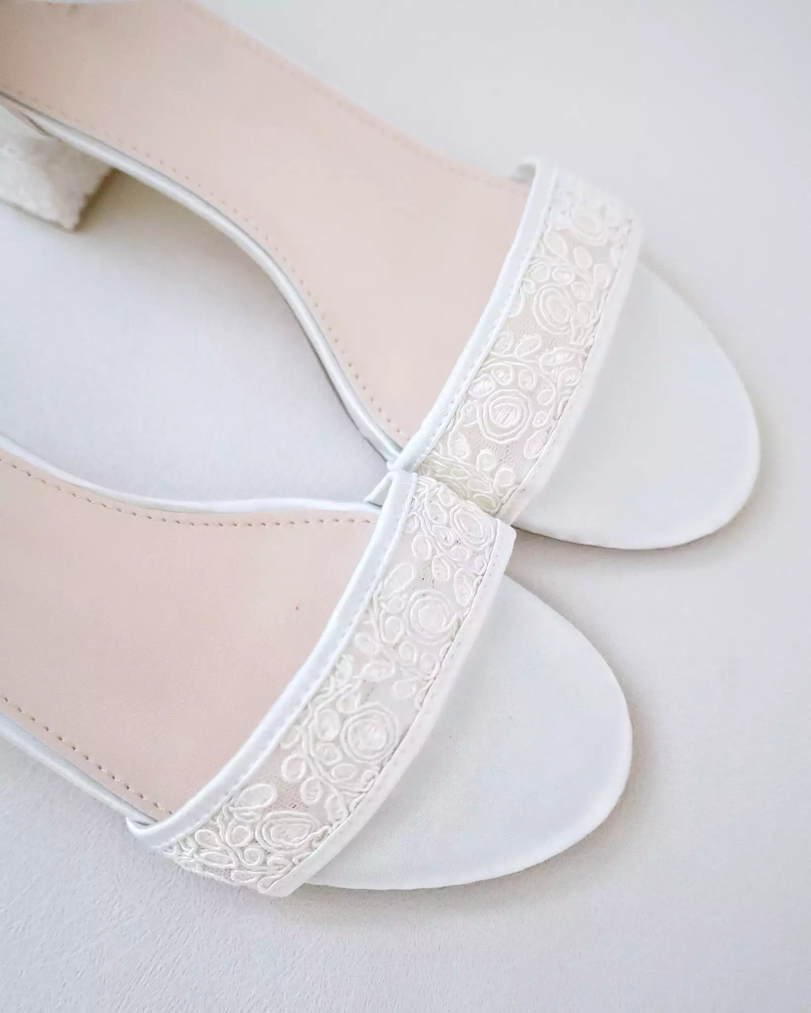 Crochet Lace Block Heel Wedding Sandals