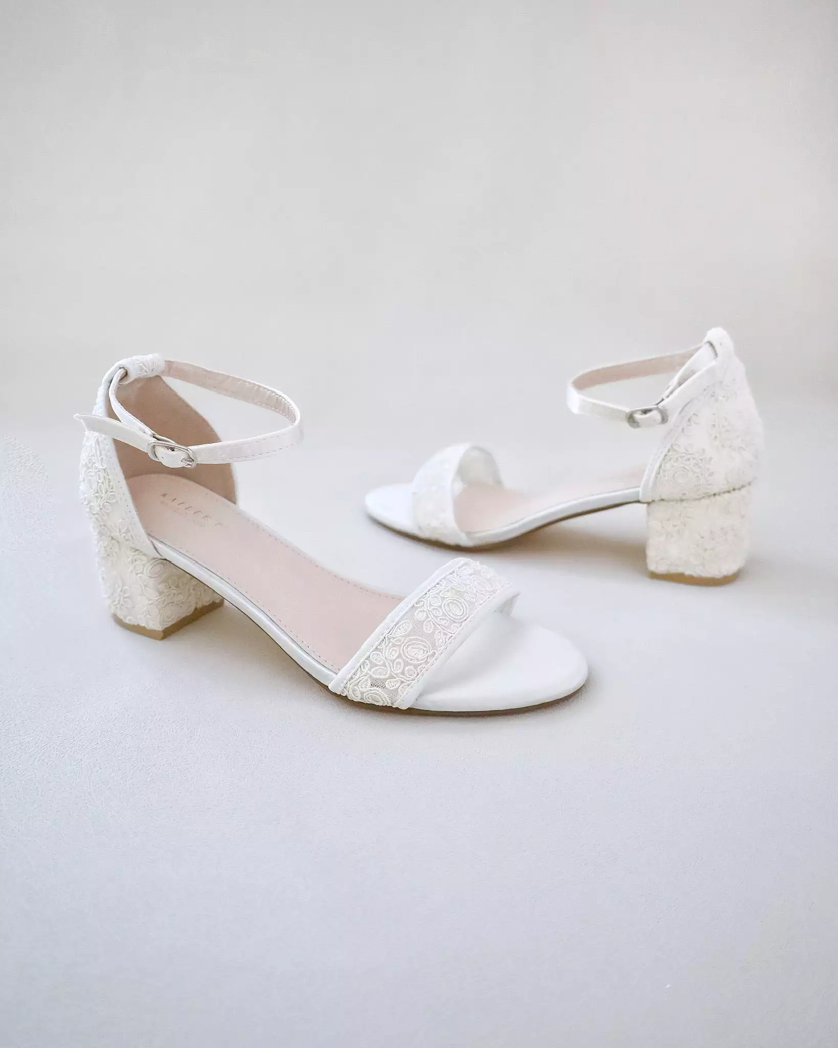 Crochet Lace Block Heel Wedding Sandals