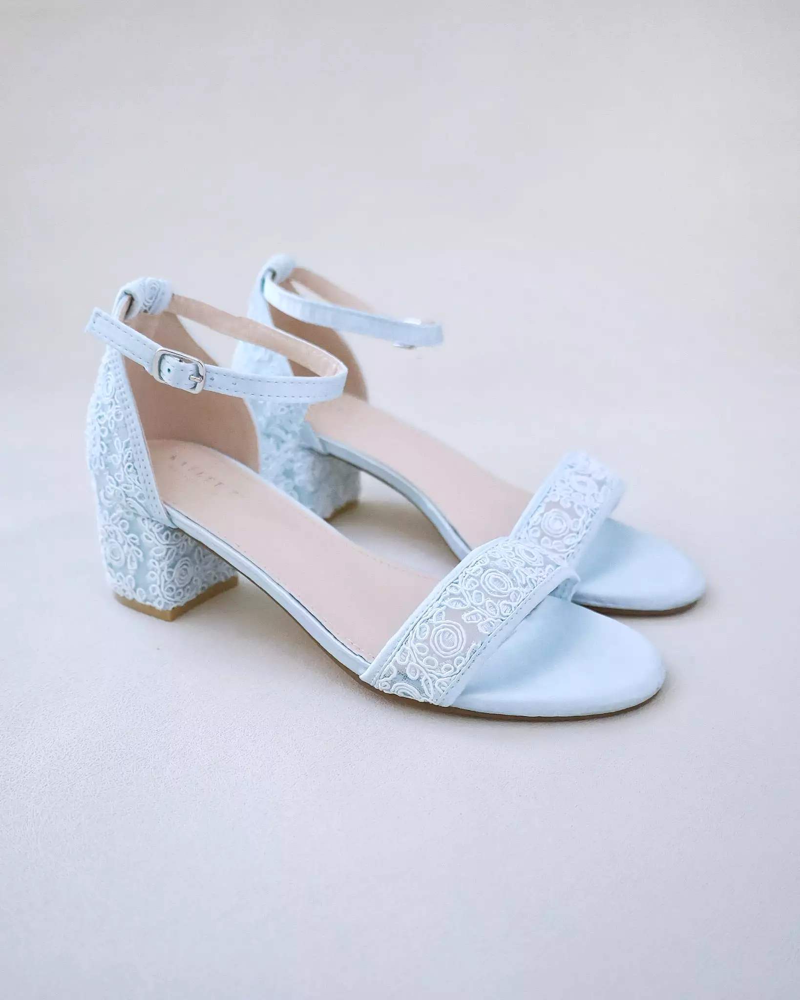 Crochet Lace Block Heel Wedding Sandals