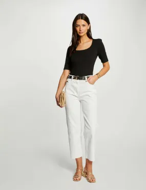 Cropped straight jeans ecru women