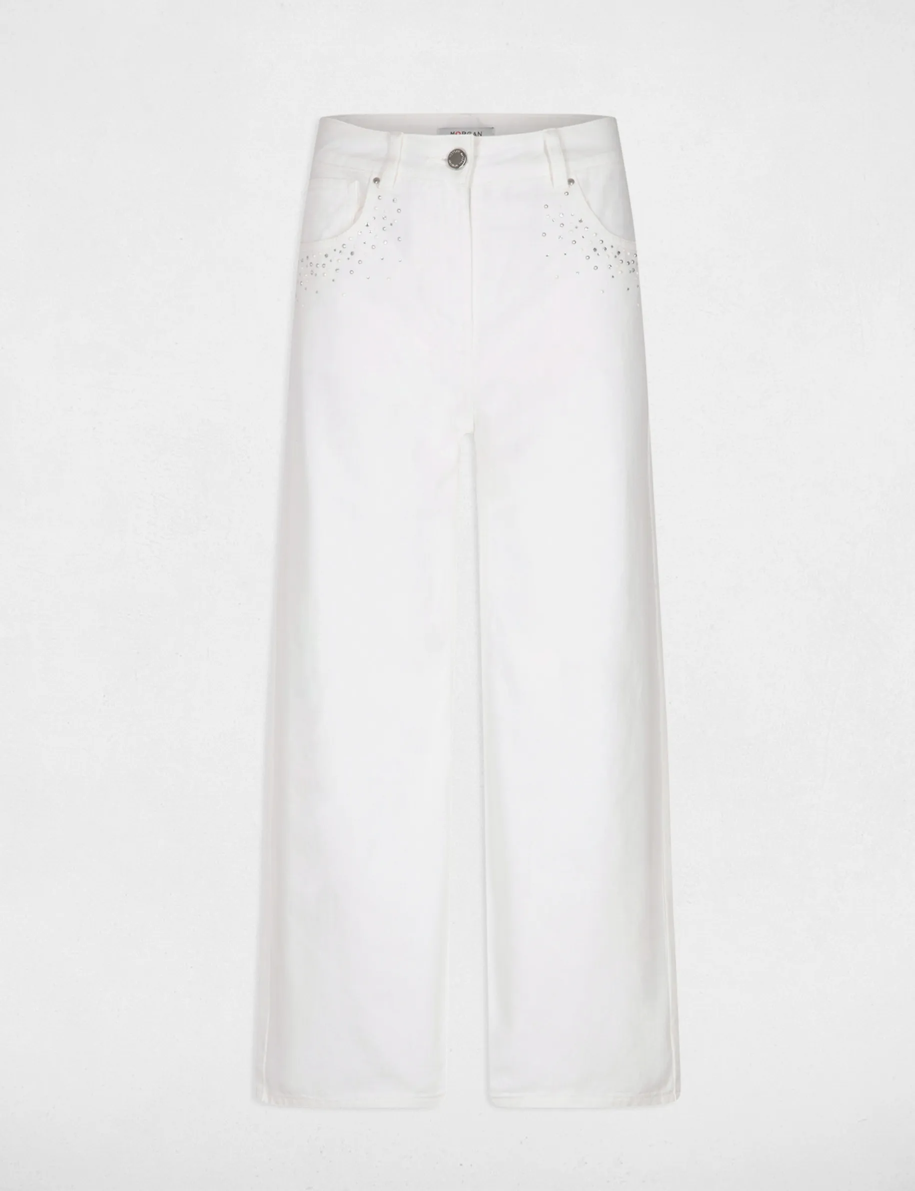 Cropped wide leg jeans ecru women