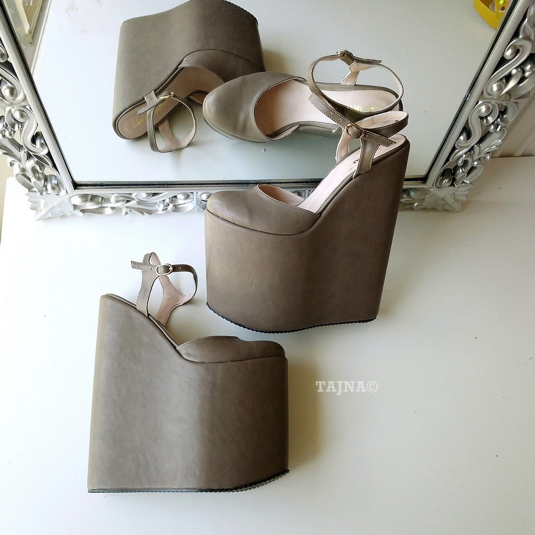 Dark Beige 18-22 cm Super High Heel Wedding Shoes Wedges