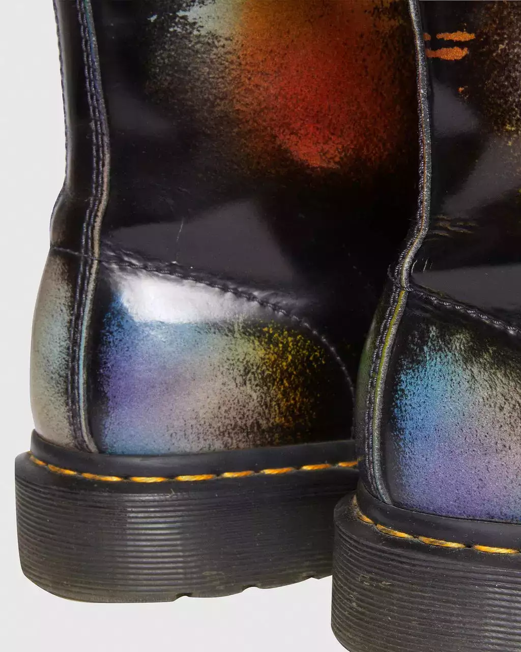 Doc Martens UNISEX 1460 FOR PRIDE RUB OFF LEATHER LACE UP BOOTS (BROWN+MULTI RAINBOW RUB OFF)