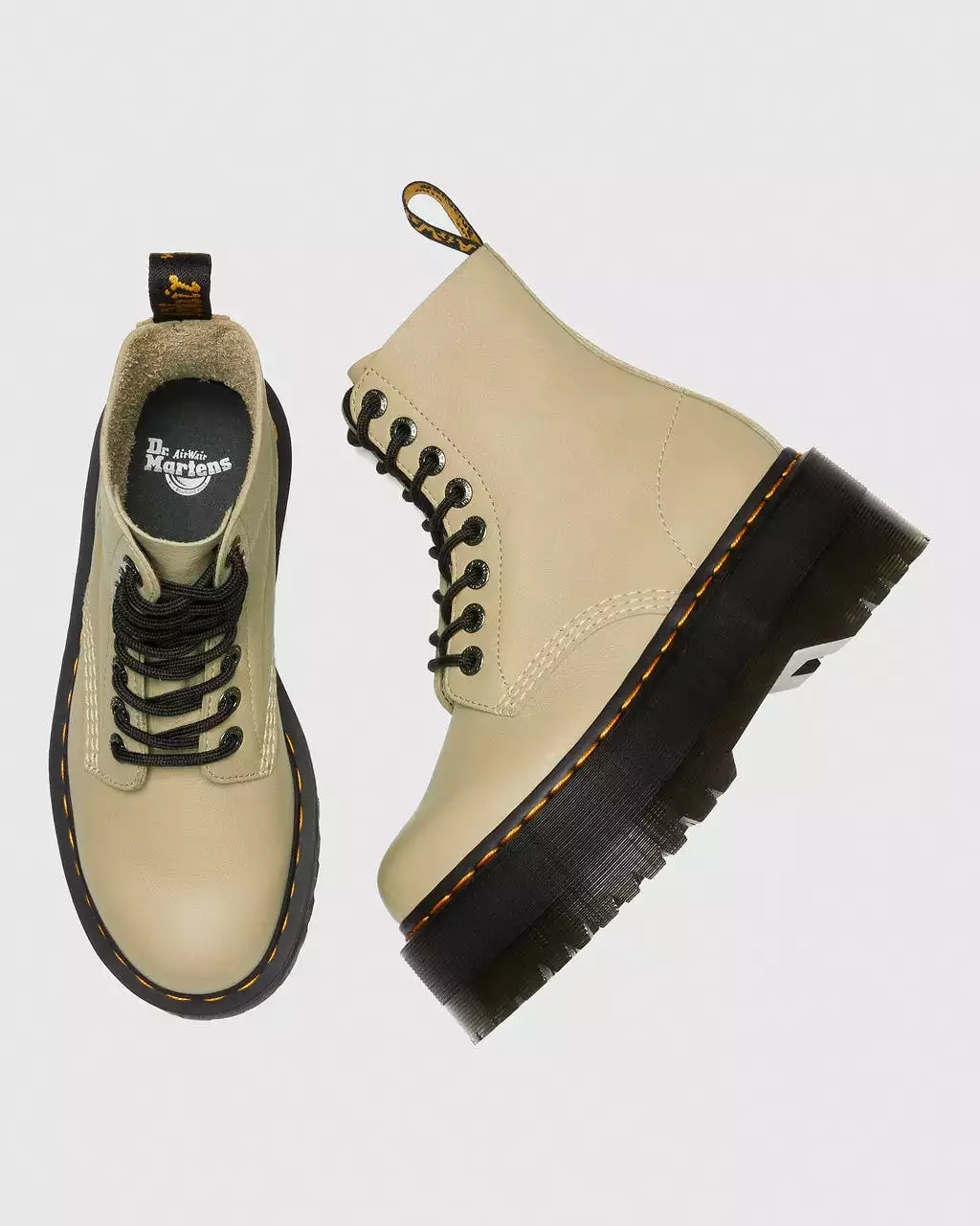 Doc Martens Women's 1460 PASCAL MAX LEATHER PLATFORM BOOTS (Pale Olive)