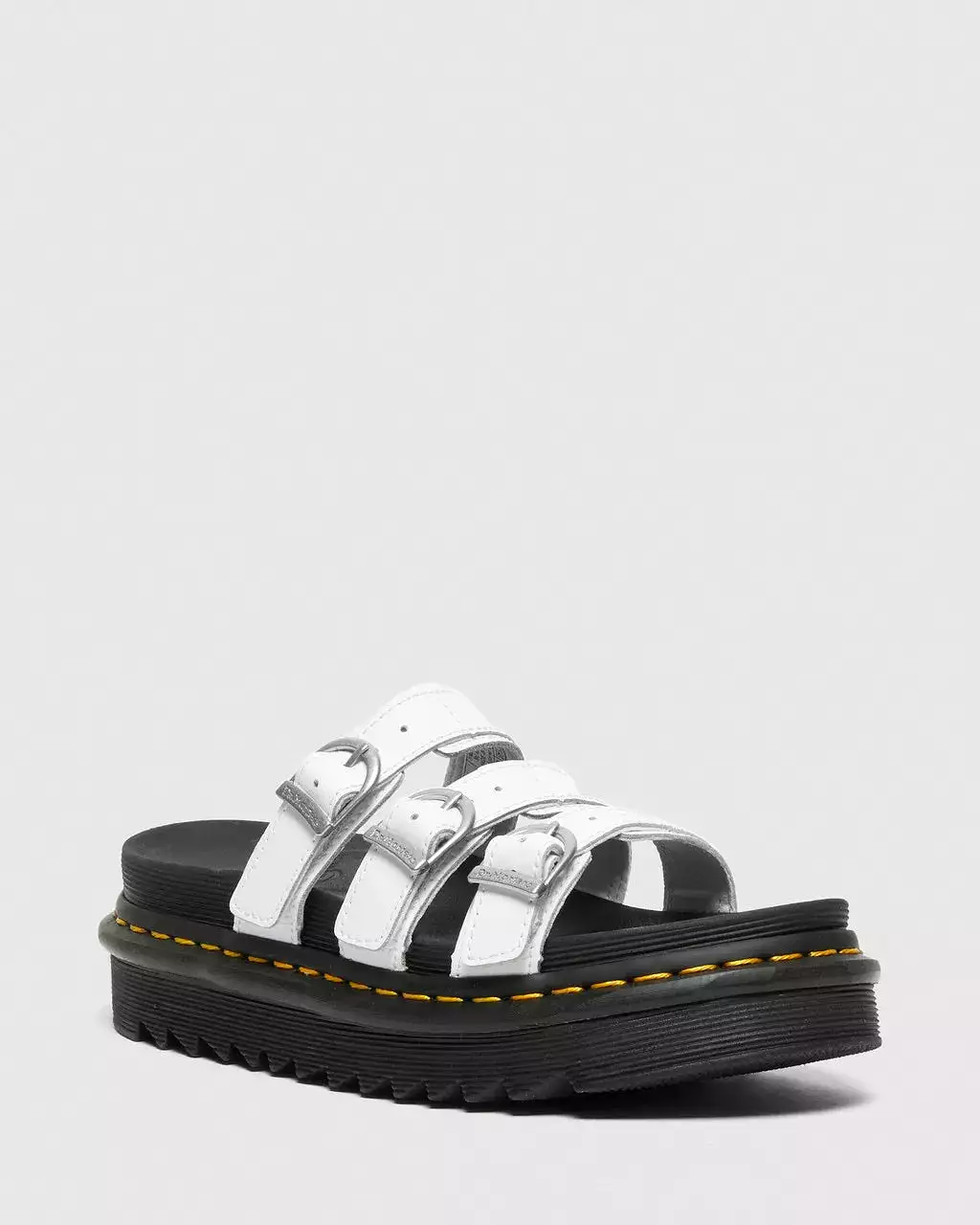 Doc Martens Women's BLAIRE LEATHER SLIDE SANDALS (White Hydro)