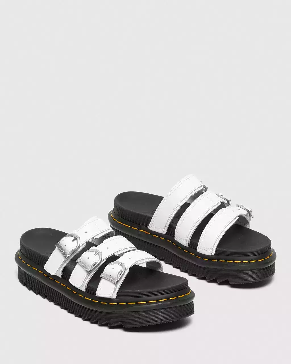 Doc Martens Women's BLAIRE LEATHER SLIDE SANDALS (White Hydro)