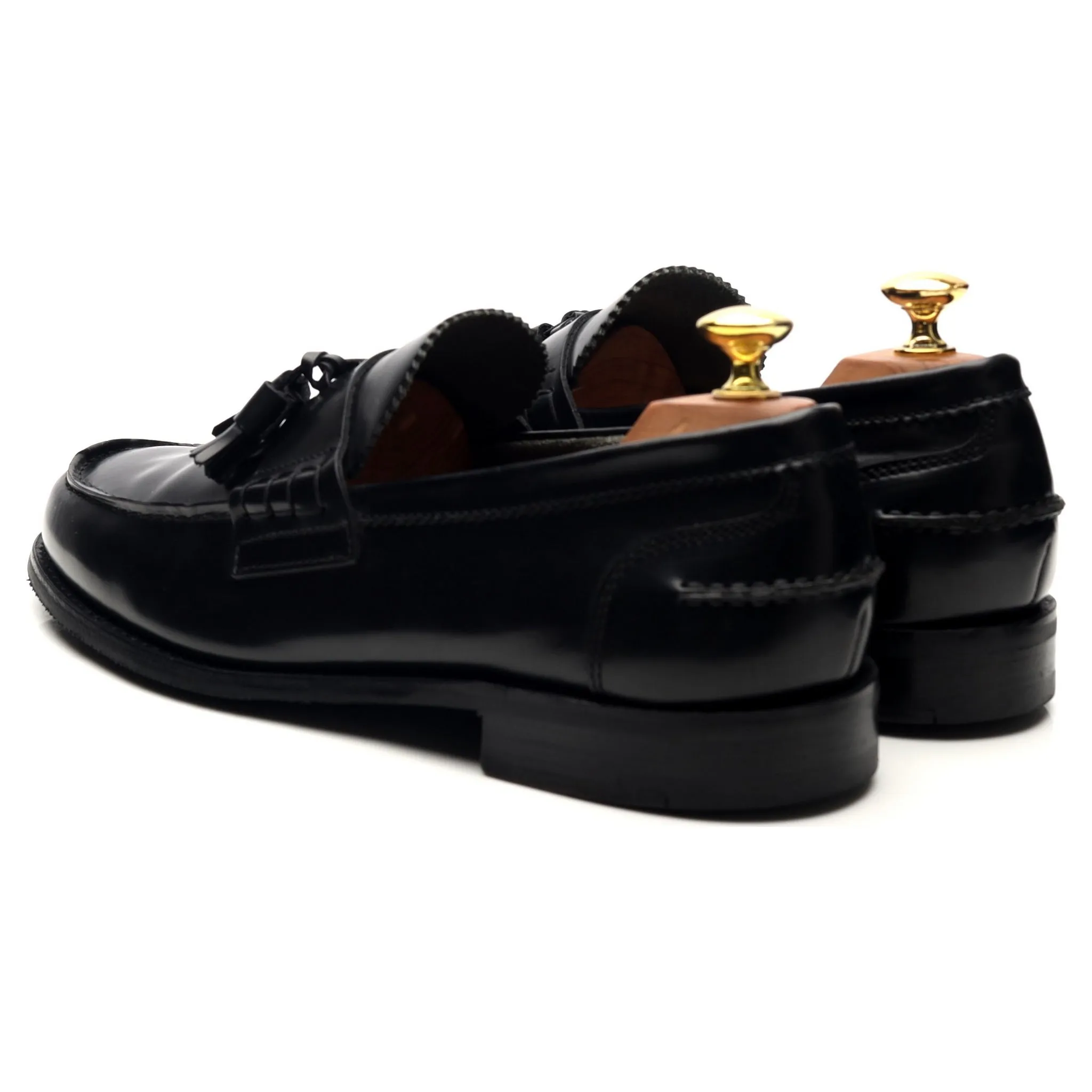 'Dorney' Black Leather Tassel Loafers UK 7 F