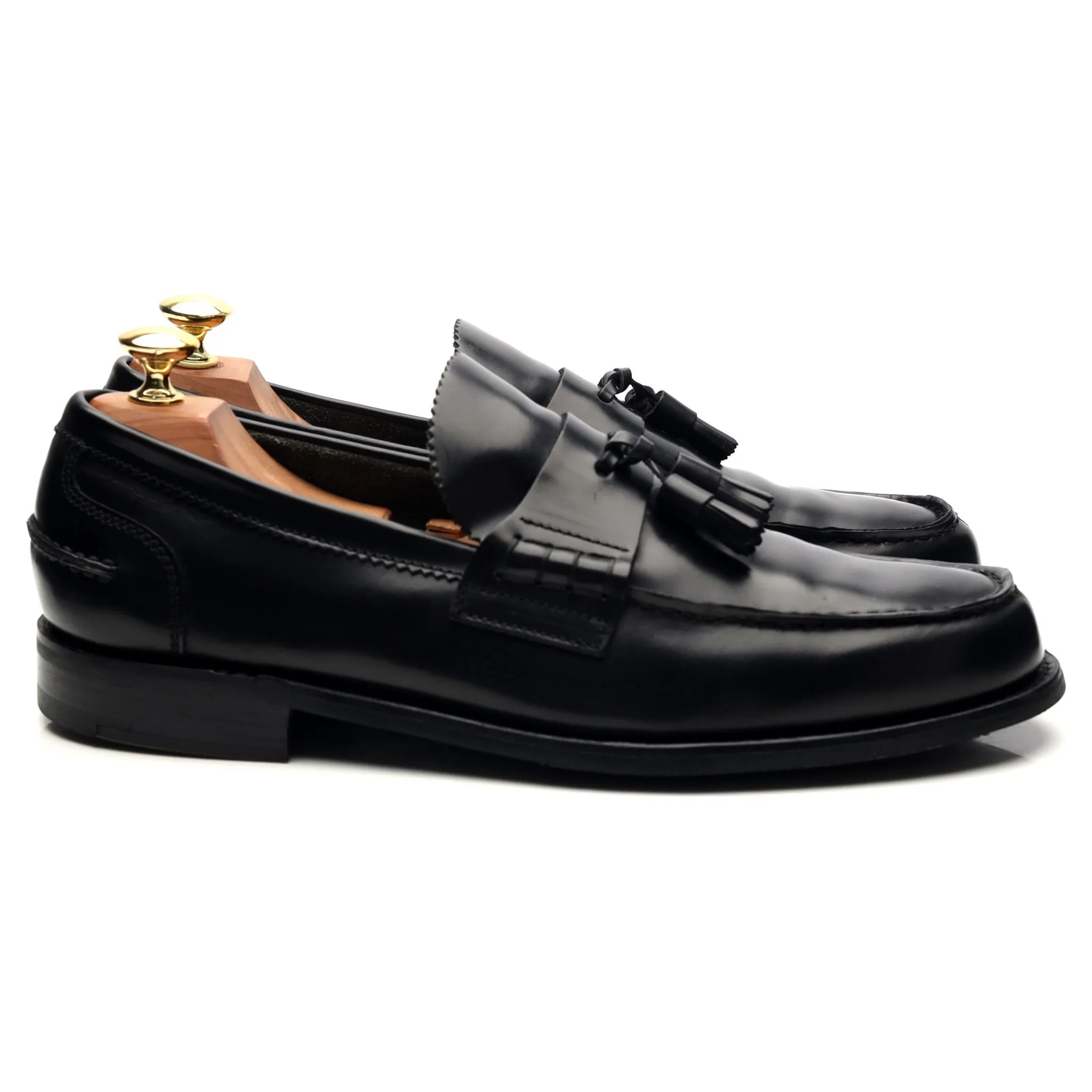 'Dorney' Black Leather Tassel Loafers UK 7 F