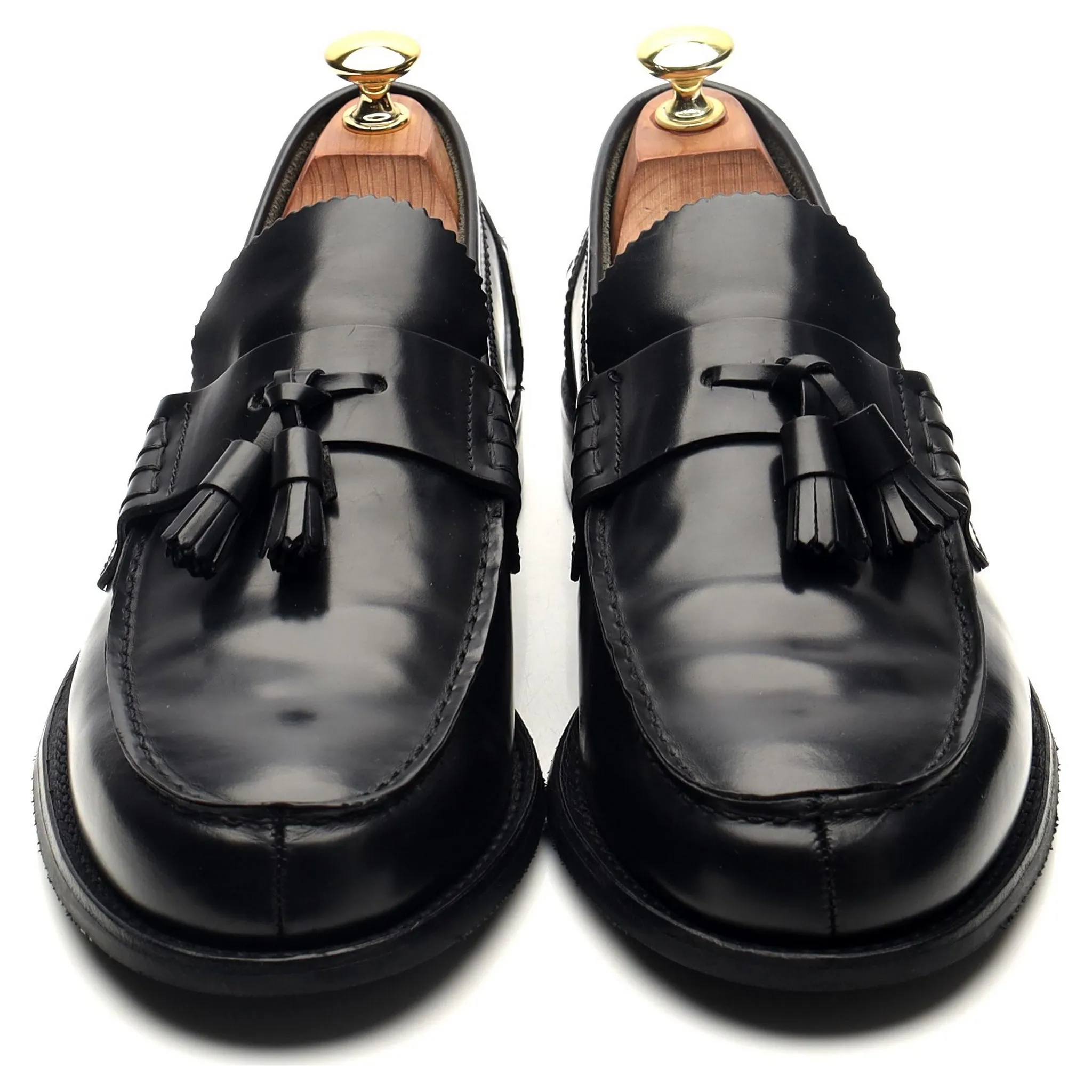 'Dorney' Black Leather Tassel Loafers UK 7 F