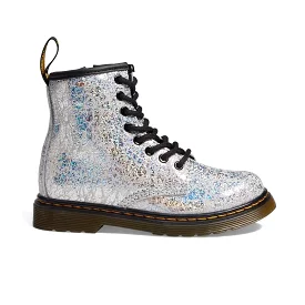 Dr. Martens Girl's GS (Grade School) 1460 Disco Silver Crinkle