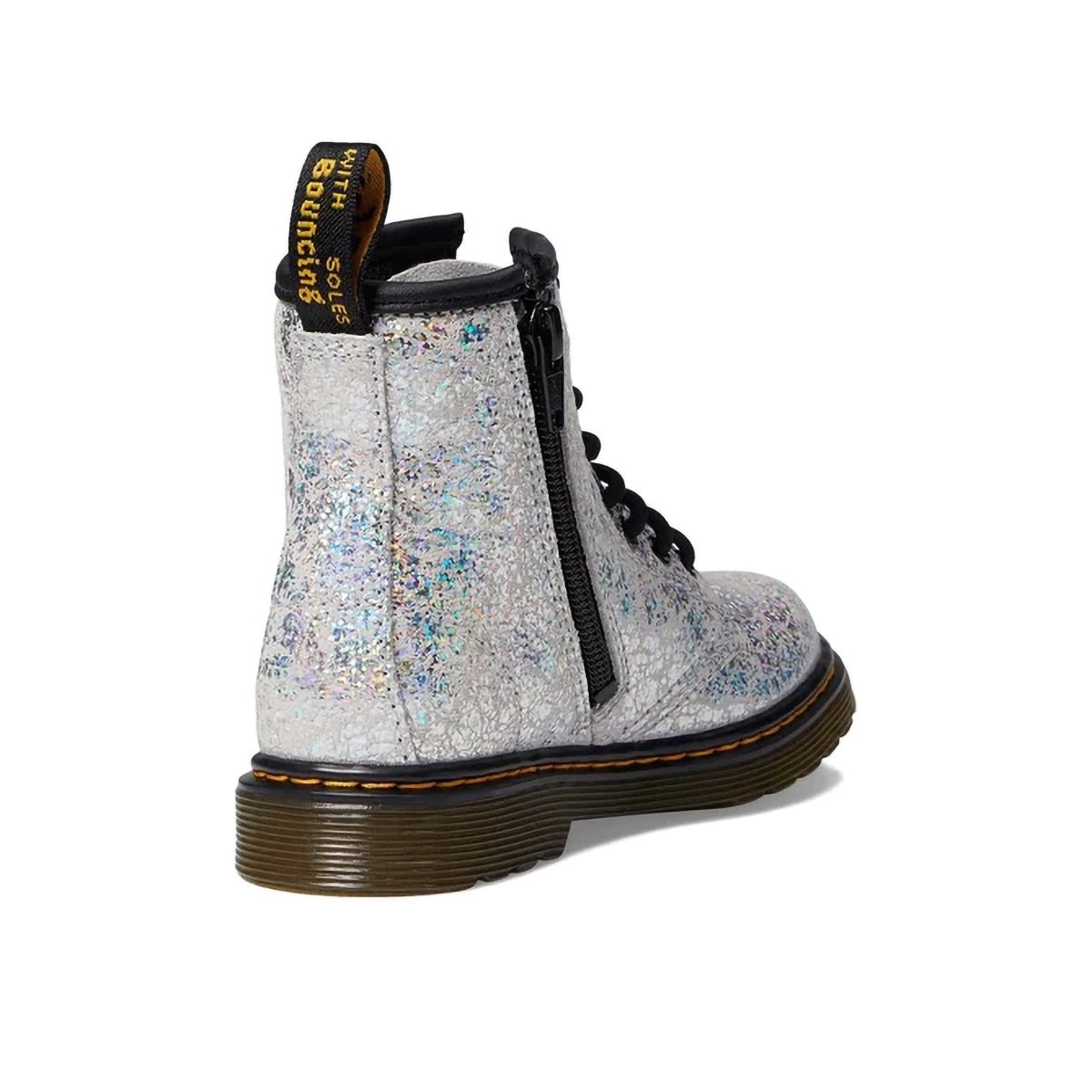 Dr. Martens Girl's GS (Grade School) 1460 Disco Silver Crinkle