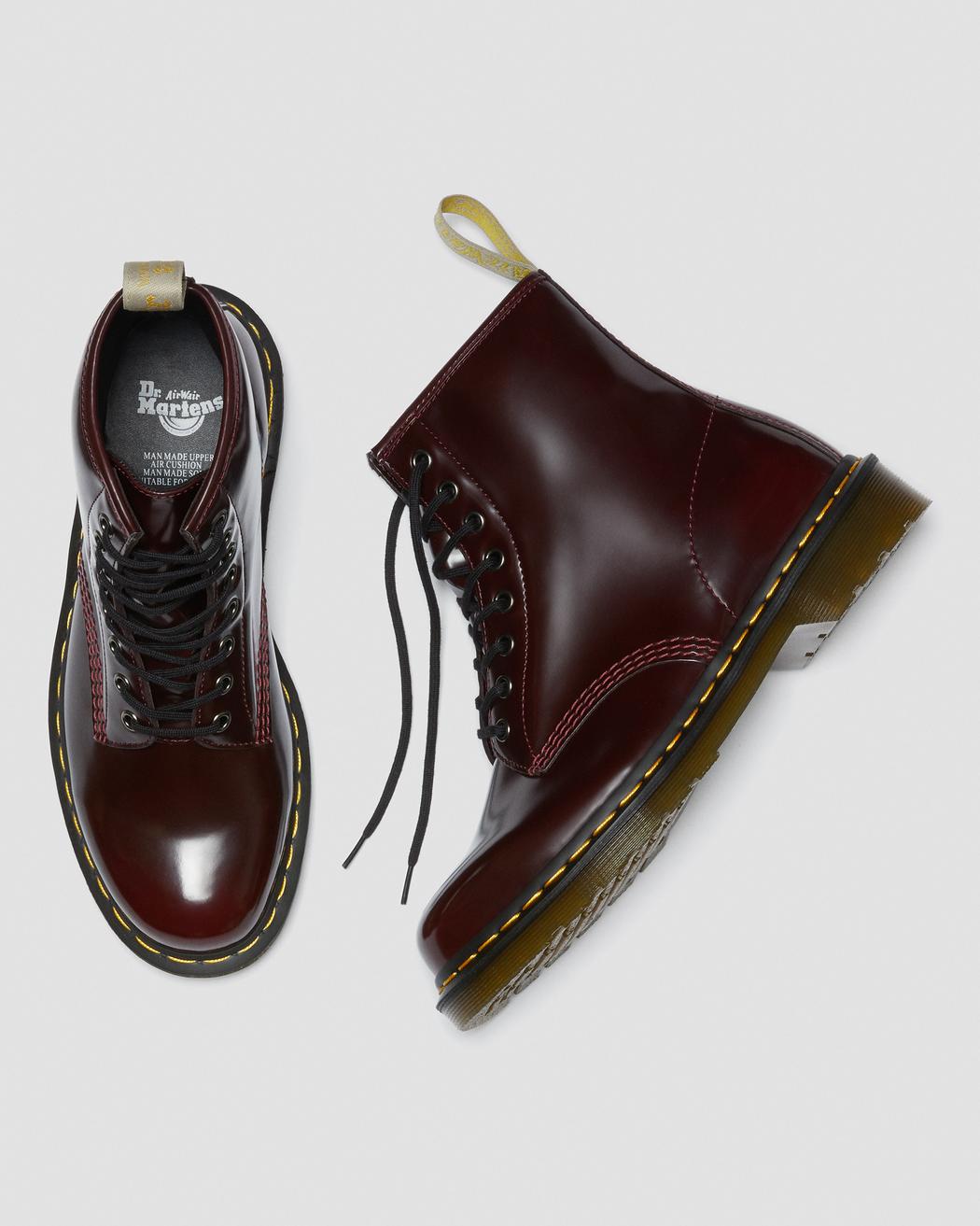 DR. MARTENS UNISEX VEGAN 1460 LACE UP BOOTS (Cherry Red Rub Off)