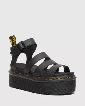 Dr. Martens Women's BLAIRE HYDRO LEATHER PLATFORM STRAP SANDALS (Black)