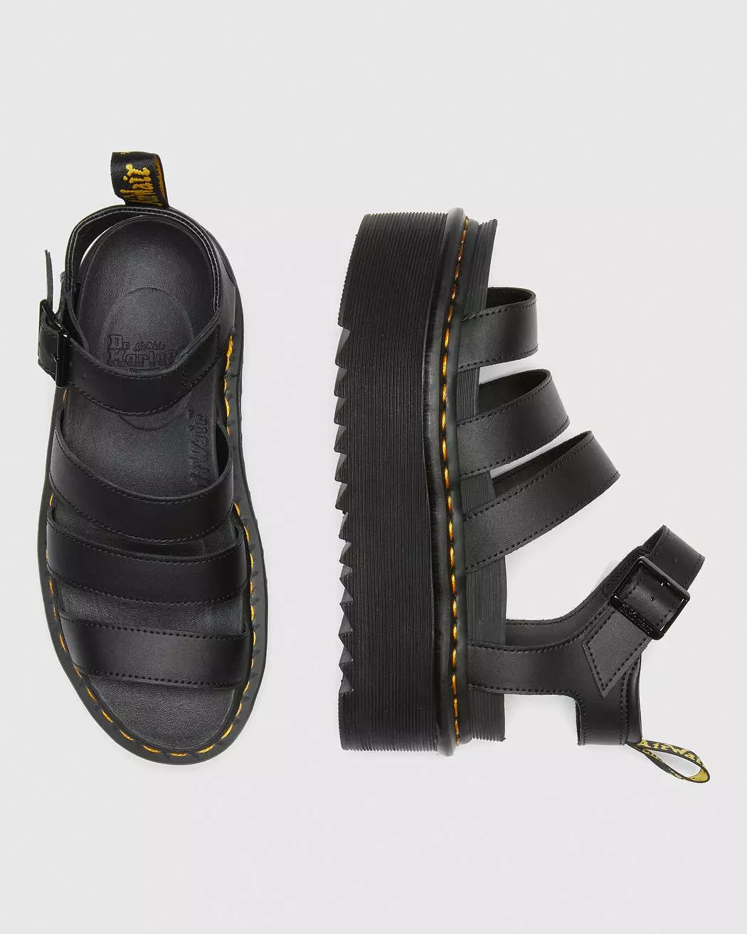 Dr. Martens Women's BLAIRE HYDRO LEATHER PLATFORM STRAP SANDALS (Black)