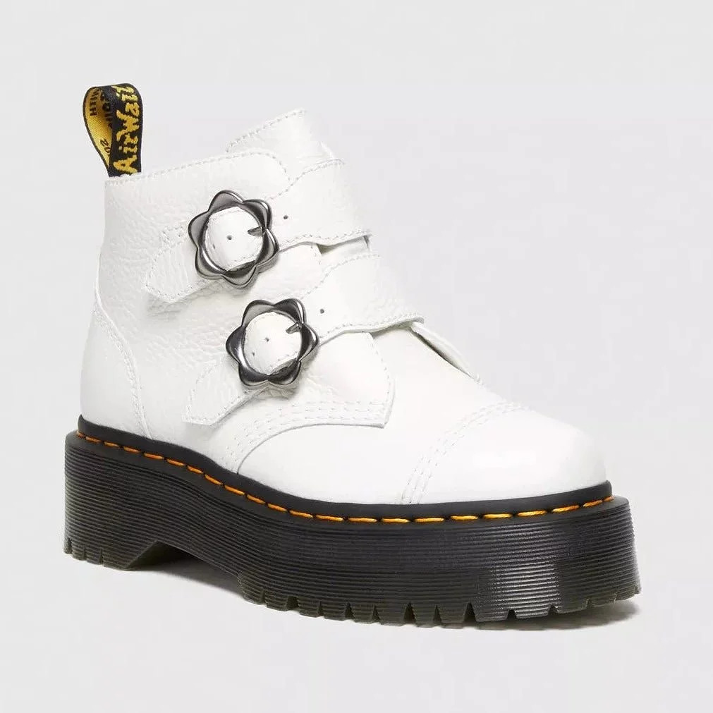 Dr. Martens Women's Devon Quad Flower Buckle - White Milled Nappa