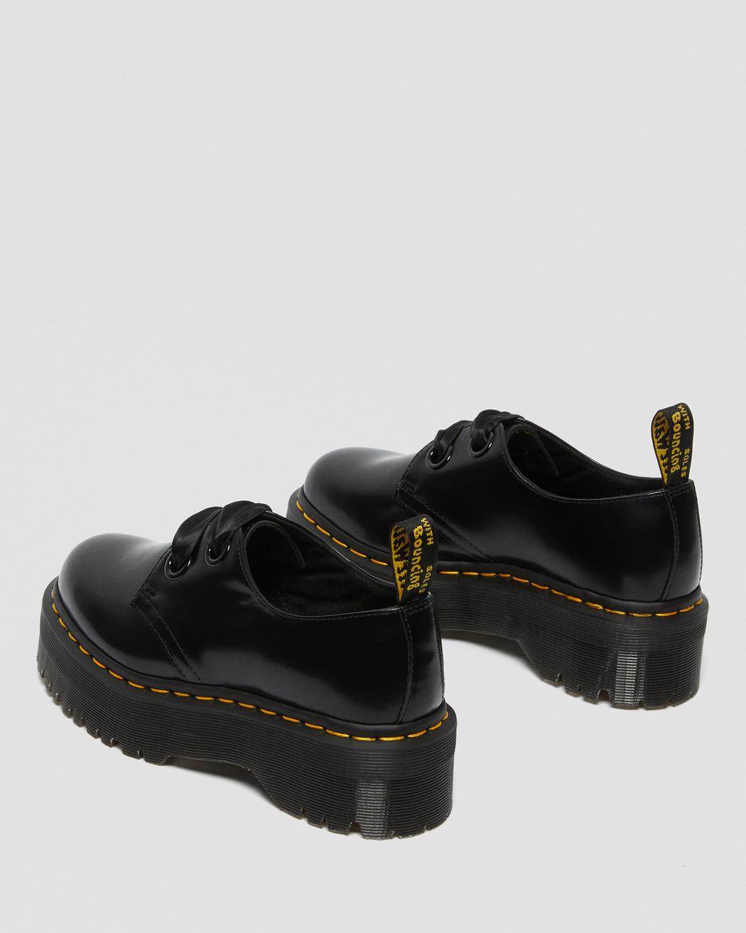 Dr. Martens Women's HOLLY LEATHER PLATFORM SHOES (Black Buttero)