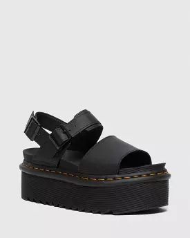 Dr. Martens Women's VOSS LEATHER STRAP PLATFORM SANDALS (Black)